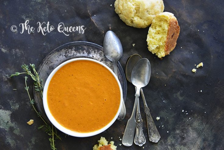 image of Keto soup recipe with keto cheddar biscuit