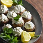 Chilled Old Bay Crab Salad Low Carb Stuffed Mushrooms on Platter