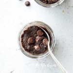 Keto Chocolate Brownie in a Mug on White Background