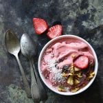 Strawberry Low Carb Ice Cream Recipe on Metal Tray (No Ice Cream Maker)