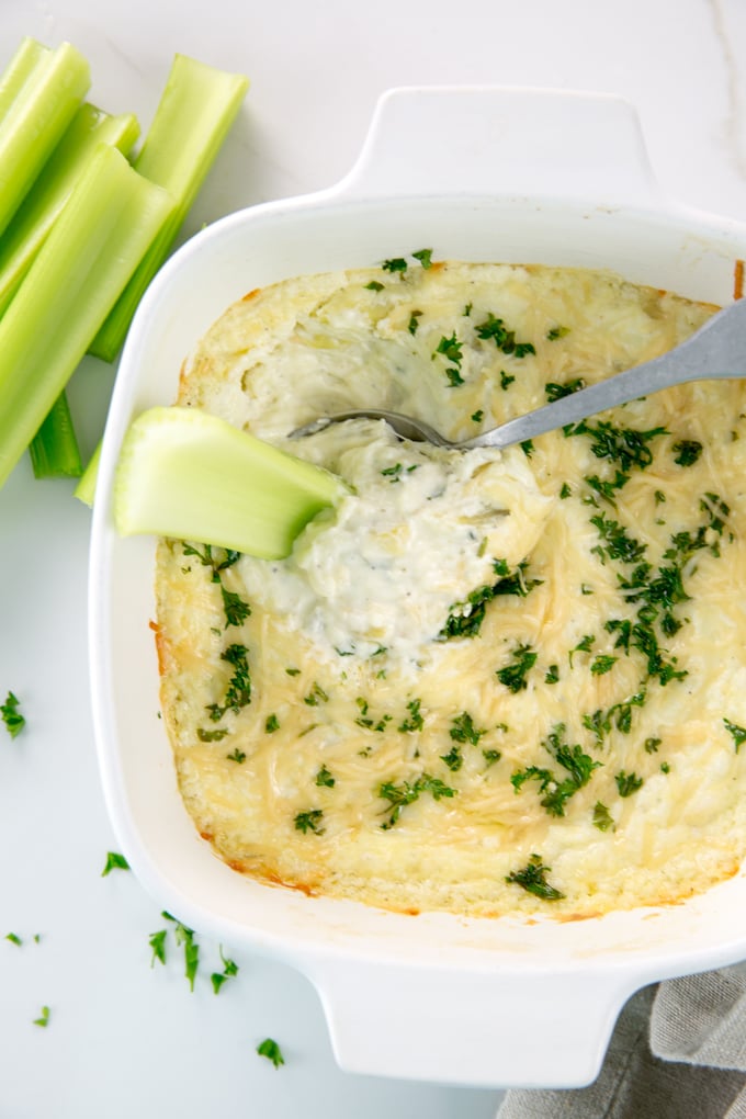 Baked Creamy Garlic Parmesan Hot Artichoke Dip  The Keto Queens