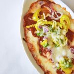 Easy Keto Pepperoni Pizza Dip Recipe in a white casserole dish