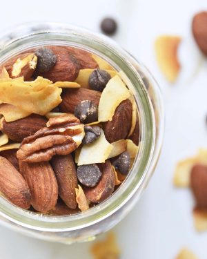 almond joy keto trail mix featured image