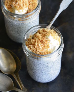 toasted coconut chia pudding featured image